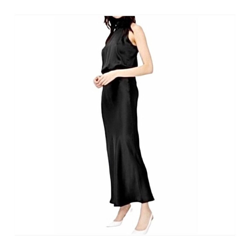 Generation Love Arie Black Silk Maxi Dress, Size M, NWT, Halter neck